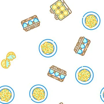 Egg food healthy fresh vector seamless pattern Stock Illustration