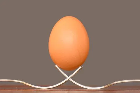 Egg on a fork Foto stock