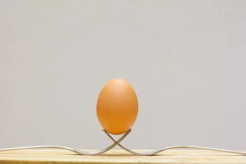 Egg on a fork Stock Photos