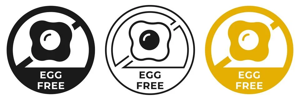 Egg free icon. Eggs free forbidden label. Ban or prohibition logo, illustra.. Stock Illustration
