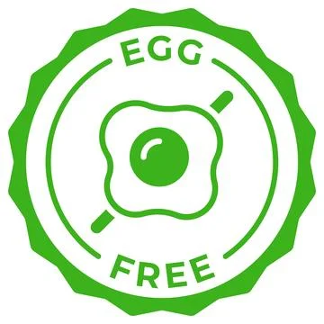 Egg free label vector icon illustration. Egg free green logo, symbol, badge.. Stock Illustration