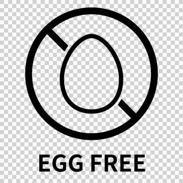 Egg free simple icon and English phrase (black) Stock Illustration