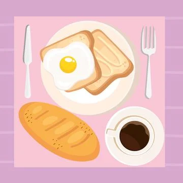 Egg fried with bread Stock Illustration