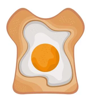 Egg fried in bread toast Stock Illustration