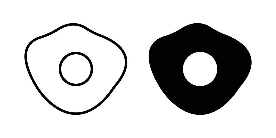 Egg fried icon. Outline, flat icons Stock Illustration
