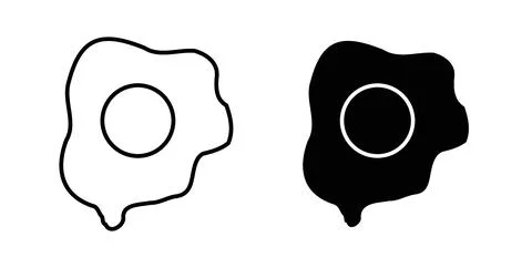 Egg fried icon symbol, outline icons Stock Illustration