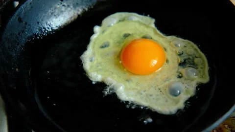 An egg is fried in a pan. Cooking. Stock Footage 170388579