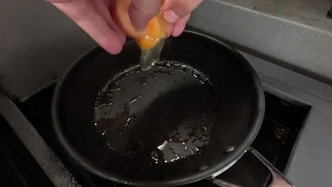 Egg Frying Process on Stovetop Stock Footage 276821660