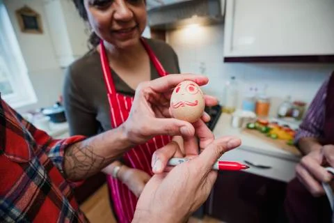 Egg with a Funny Face Stock Photos