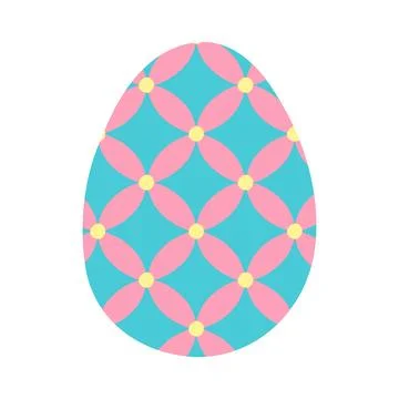 Egg with geometric flower pattern, Easter holiday design element, vector Stock Illustration