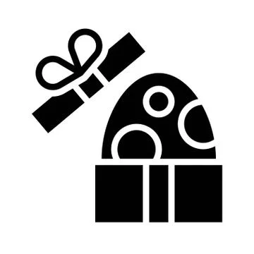 Egg in Gift box vector illustration, solid design icon 스톡 일러스트