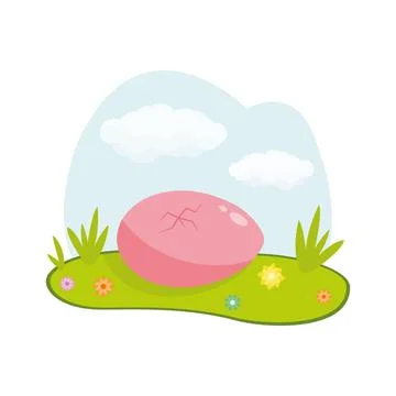 Egg with grass and happy easter, for banner, greeting card, social media adve Stock Illustration