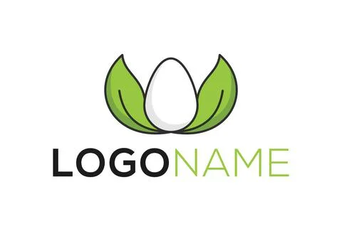Egg with green leaf eco logo concept design	 Stock Illustration