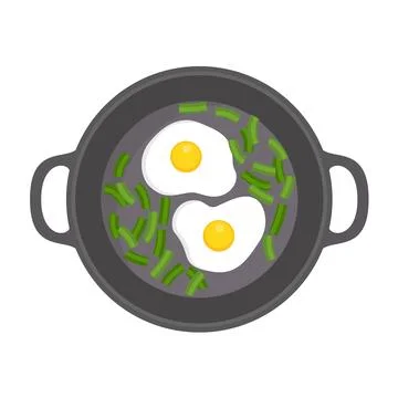 Egg on griddle icon, flat style Stock Illustration