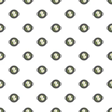 Egg on griddle pattern seamless Stock Illustration