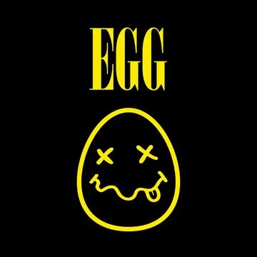 Egg grunge emoji face nirvana funny print vector for t shirt. Smile face punk Stock Illustration