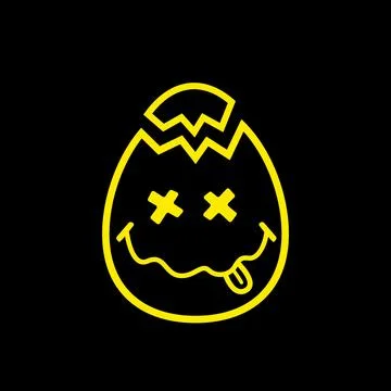 Egg grunge emoji face nirvana funny print vector for t shirt. Smile face punk Stock Illustration