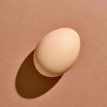 Egg with hard shadow on brown background, from above Stock Photos