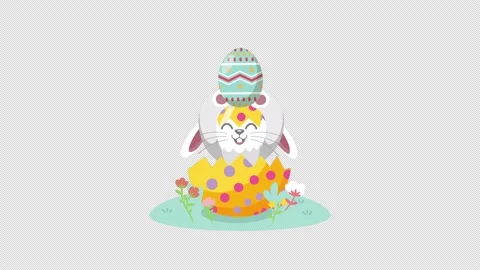 The egg hatched into a baby bunny. Easter. Easter eggs. Transparent background 動画素材 237578679