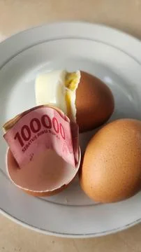 An egg that hatches rupiah money Stock Photos
