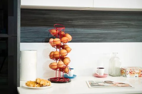 Egg Holder on kitchen. It is easy to store eggs in the kitchen Stock Photos