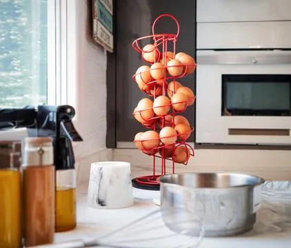 Egg Holder on kitchen. It is easy to store eggs in the kitchen Foto stock