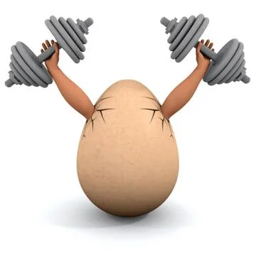 Egg holds a dumbbells Stock Illustration