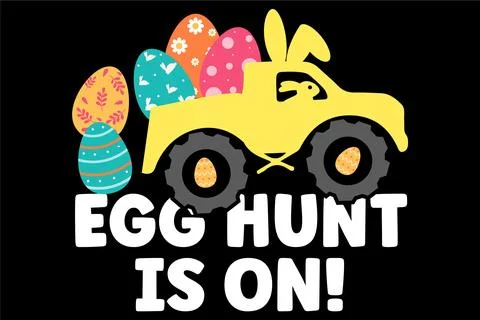 Egg Hunt Is On Bunny Easter Truck Stock Illustration