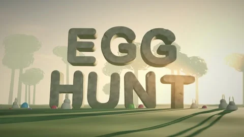 Egg Hunt Spring Meadow Easter Morning Cinematic 3D Text Seamless Loop Vídeos de archivo 342364759