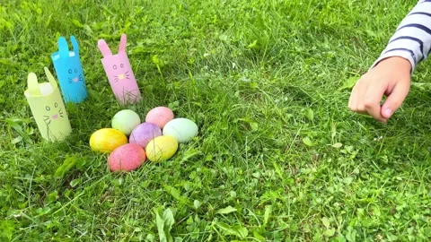 Egg hunting is an Easter tradition. Stock Footage 228202340