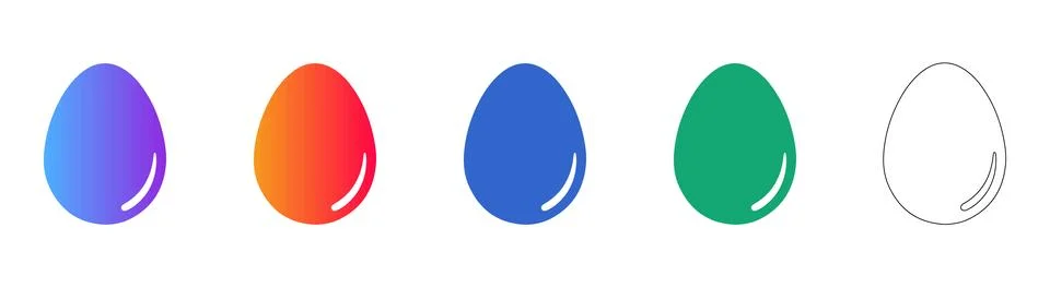 Egg Icon Collection in Gradient and Outline Styles Stock Illustration