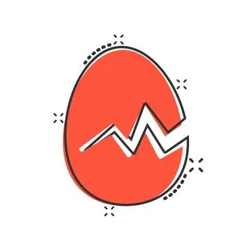 Egg icon in comic style. Breakfast cartoon vector illustration on white isola Stock Illustration