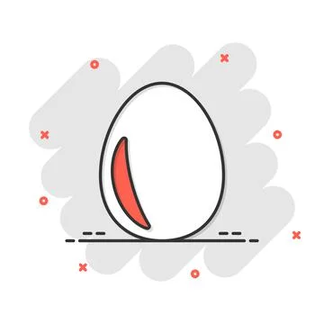 Egg icon in comic style. Breakfast cartoon vector illustration on white isola Stock Illustration