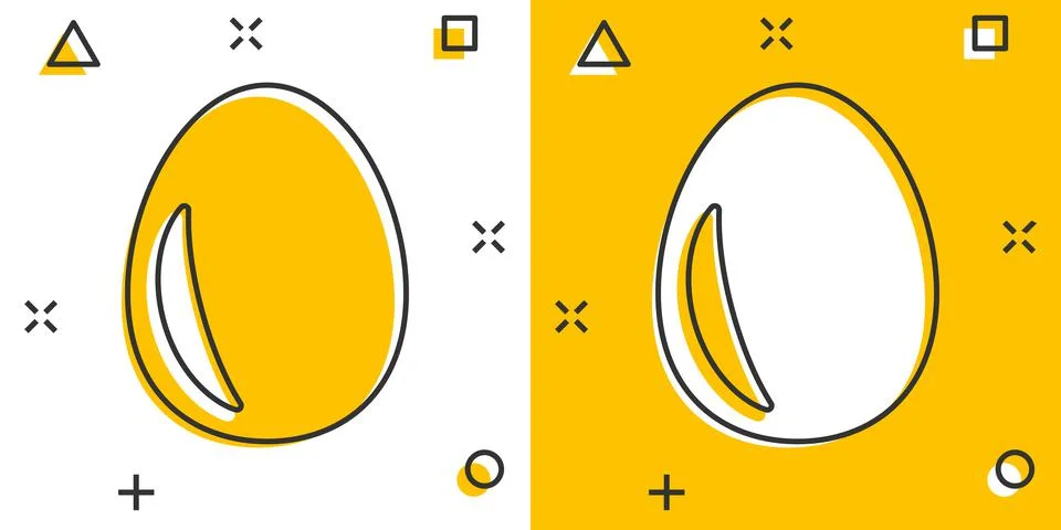 Egg icon in comic style. Breakfast cartoon vector illustration on white isola Stock Illustration