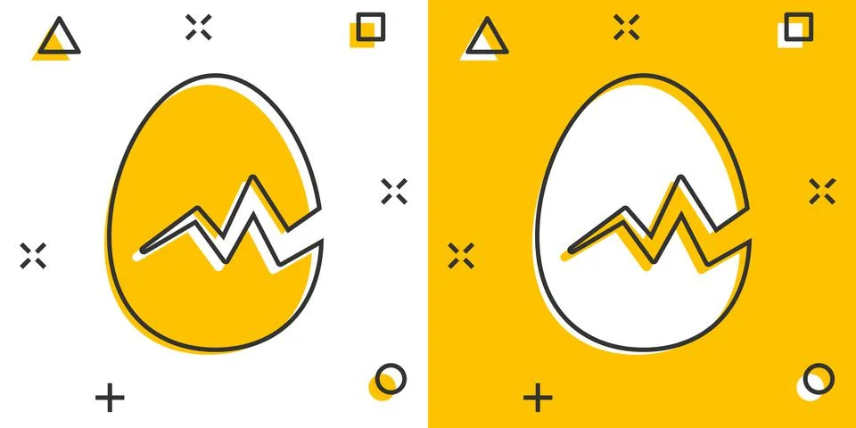 Egg icon in comic style. Breakfast cartoon vector illustration on white isola Stock Illustration