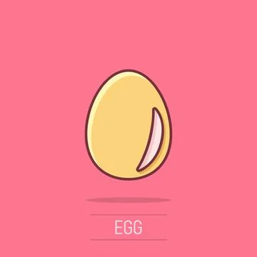 Egg icon in comic style. Breakfast cartoon vector illustration on isolated .. Illustrazione stock