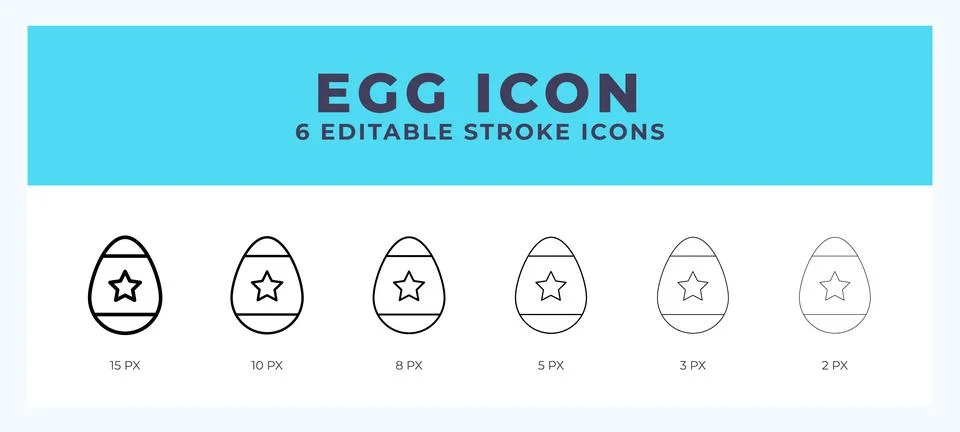 Egg icon with different stroke. Editable stroke. Vector illustration. Illustrazione stock