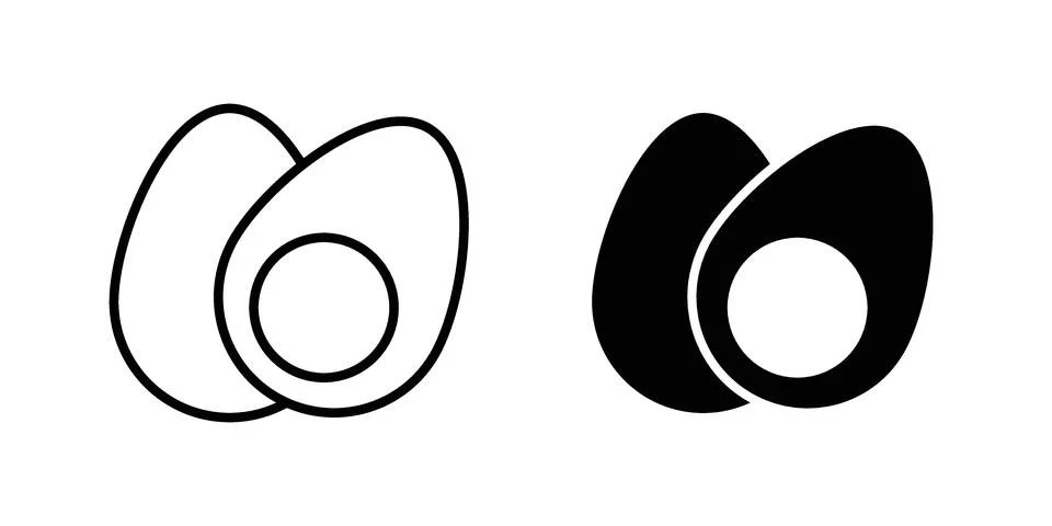 Egg icon drawing lines. Silhouette style vector bundle Stock Illustration