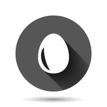 Egg icon in flat style. Breakfast vector illustration on black round backgrou イラスト素材