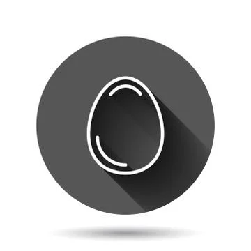 Egg icon in flat style. Breakfast vector illustration on black round backgrou Stock Illustration