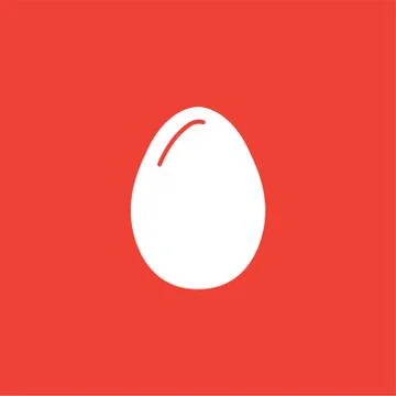 Egg Icon On Red Background. Red Flat Style Vector Illustration Stock Illustration