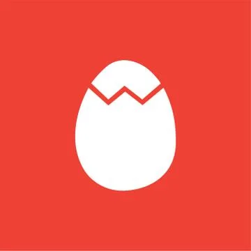 Egg Icon On Red Background. Red Flat Style Vector Illustration Stock Illustration
