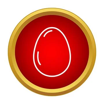 Egg icon in red circle with gold border Stock Illustration