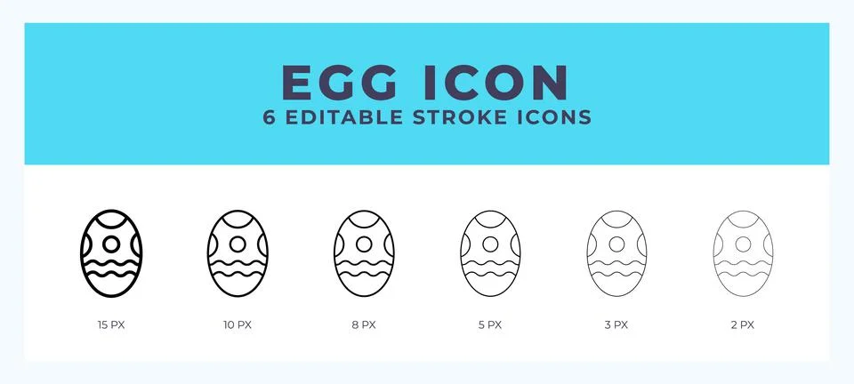 Egg icon set with different stroke. Design elements for logo. Vector illust.. Illustrazione stock