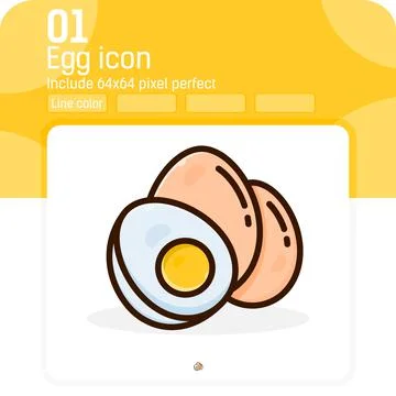 An egg icon vector sign with line color style isolated on white background イラスト素材