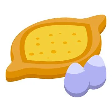 Egg khachapuri icon isometric vector. Food bread Stock Illustration