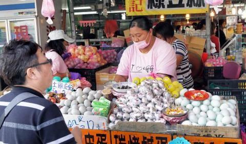 Egg Lady Sells Eggs. Stock Photos