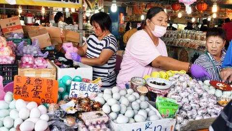 Egg Lady Sells Eggs. Stock Photos