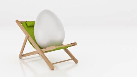 Egg with lay down on summer beach chair isolated Stock Illustration