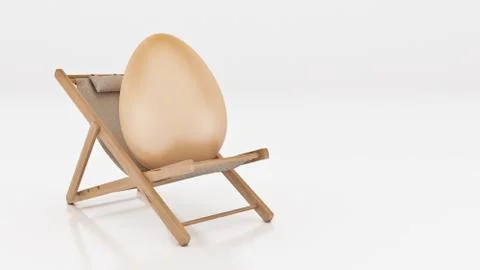 Egg with lay down on summer beach chair isolated Stock Illustration